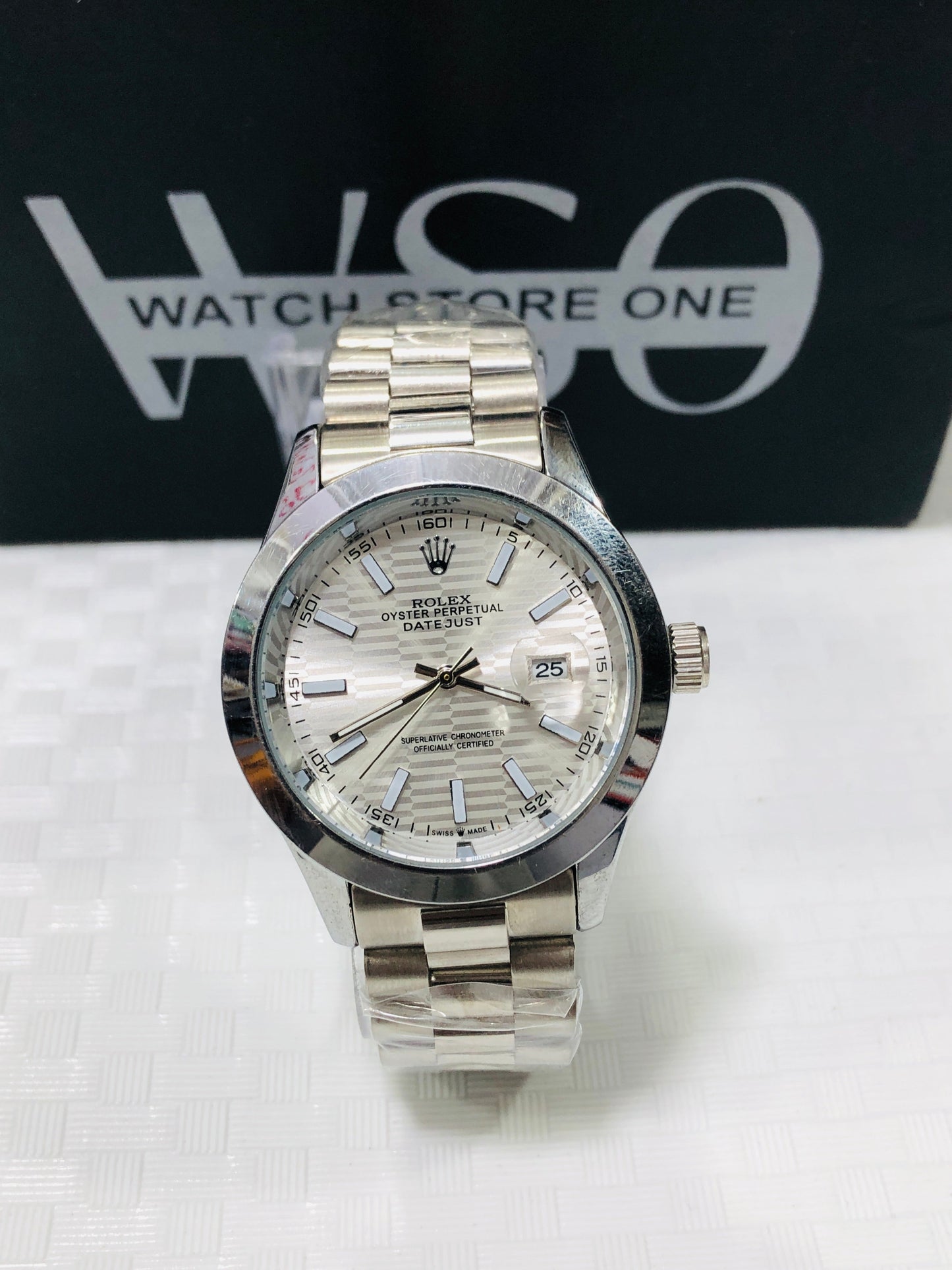 Rlx Date Just Quartz >Silver White