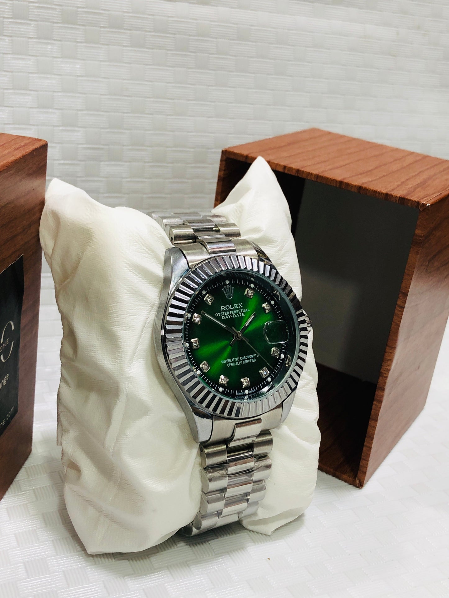 Rlx Date Just Quartz >Silver Green