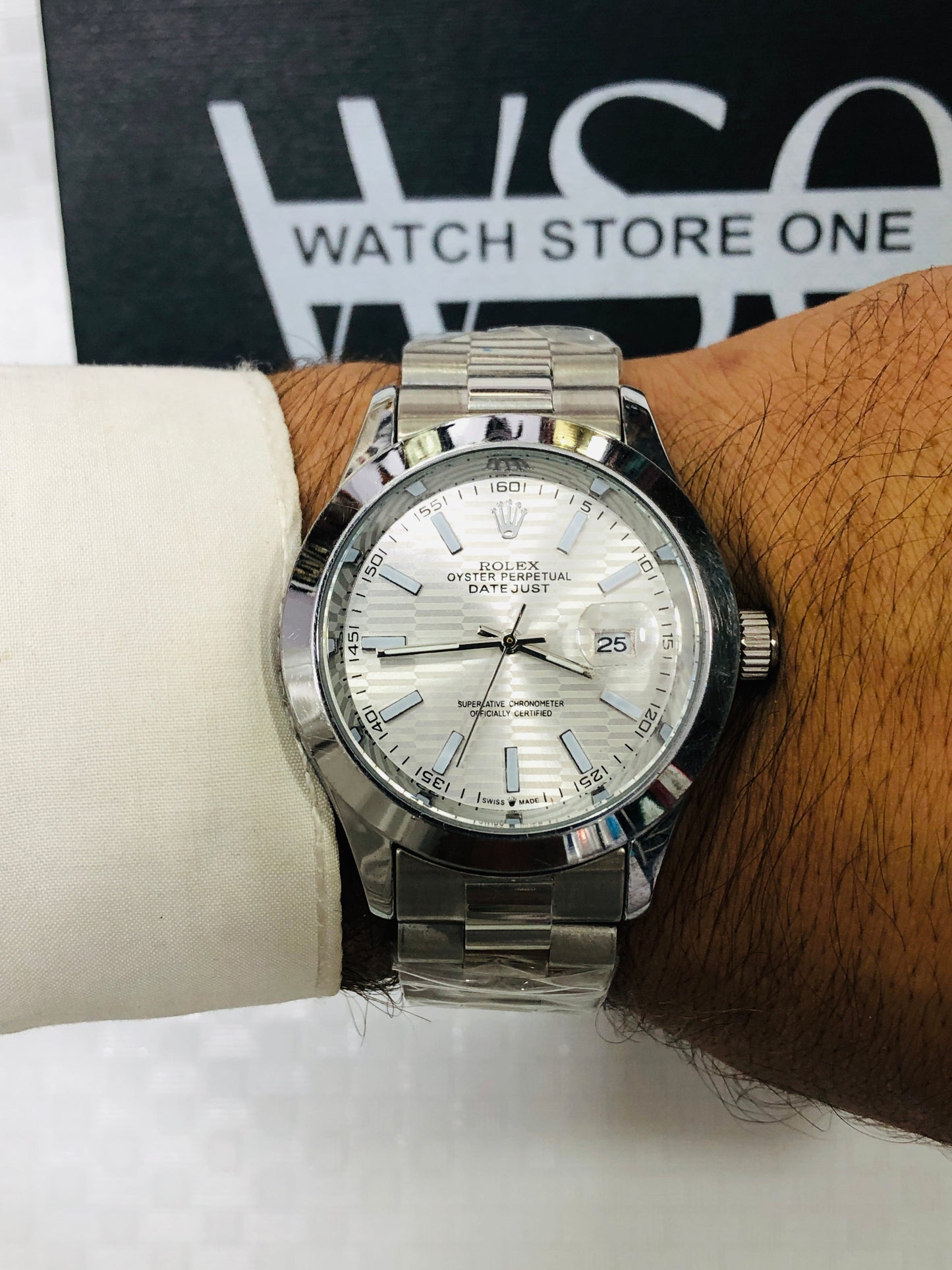 Rlx Date Just Quartz >Silver White