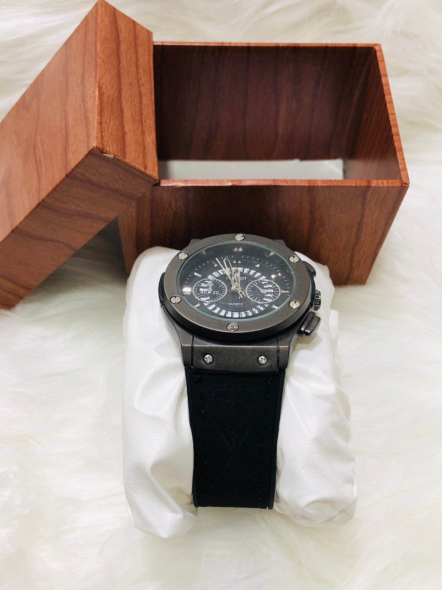 Hublot Imperion Royal - Premium Silicone Black Strap - Black