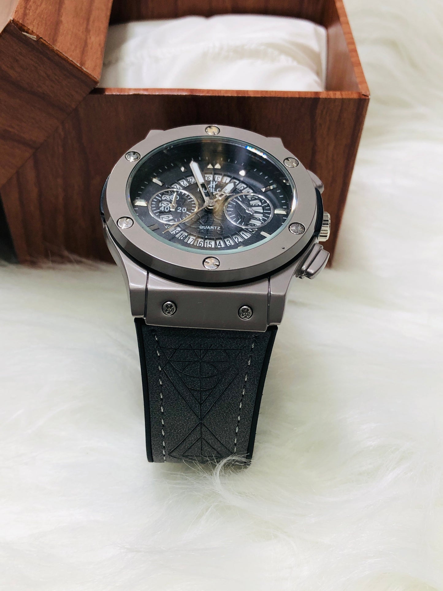 Hublot Imperion Royal - Premium Silicone Black Strap - Silver